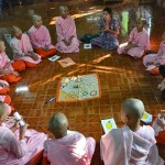 Girl Determined nuns in circle