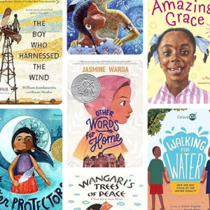 A collage of diverse children's book covers featuring the stories of young girls across the world.